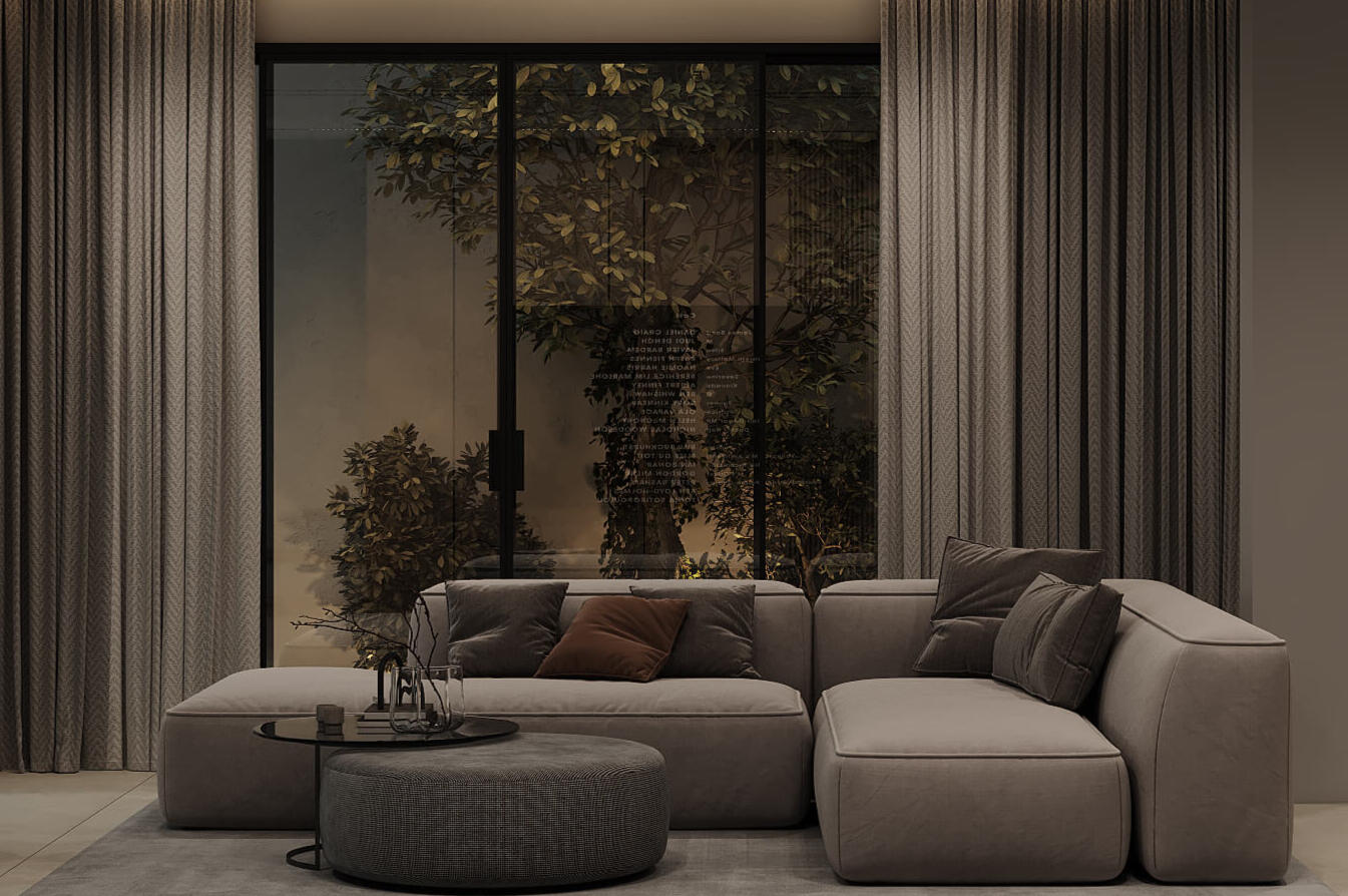 Living area with plush comfortable couch