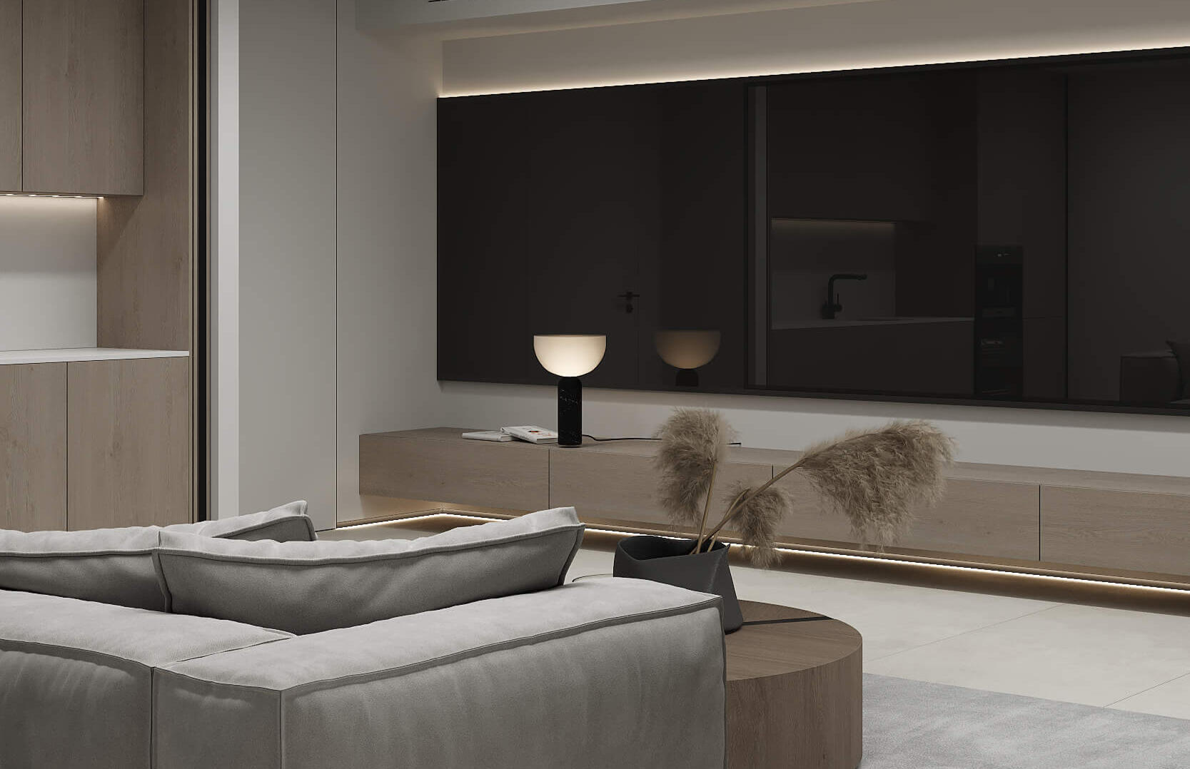 Bottom floor game/ TV room with sofa bed